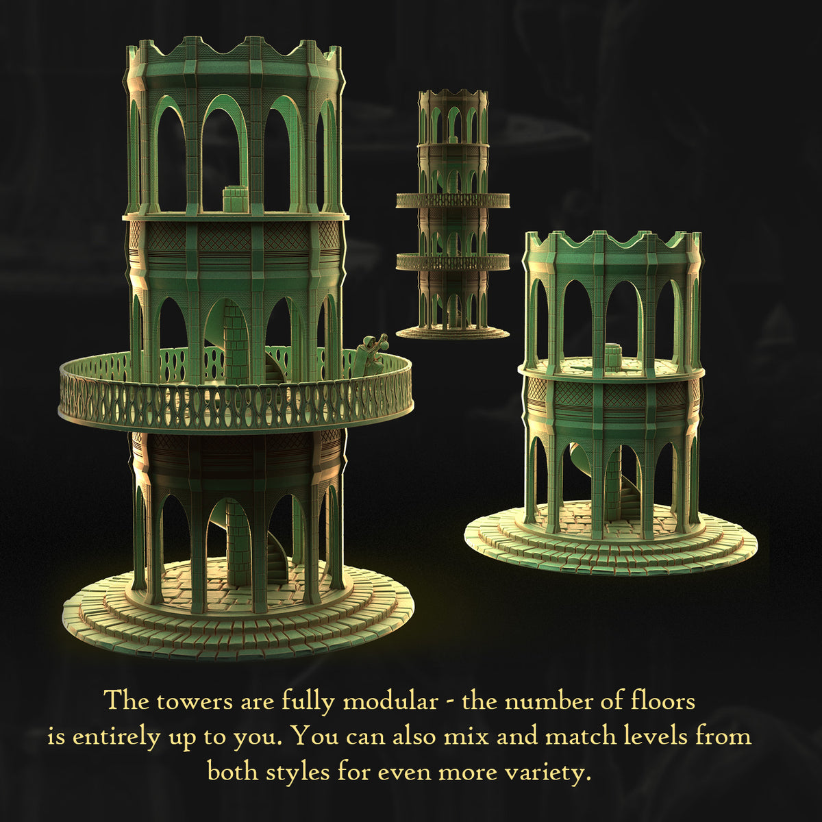 Elven Watchtowers – Floating Islands | 3DHexes 3D Printed Tabletop Terrain (28-32mm) - image 5