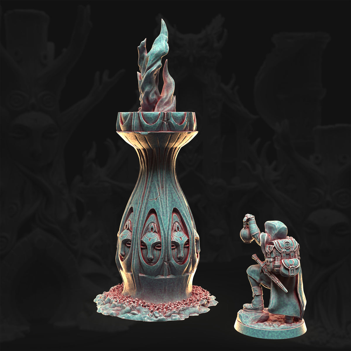 Veilmask Pyre – Whisperleaf Sanctum | 3DHexes 3D Printed Tabletop Terrain (28-32mm) - image 1