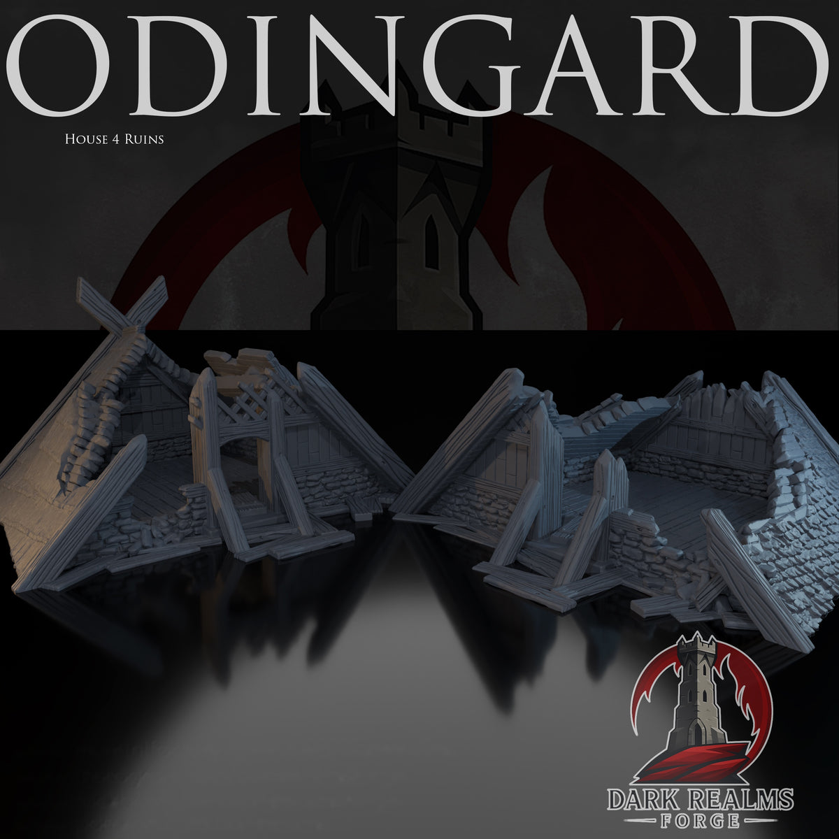 Norse House 4 Ruins – Odingard – Tabletop Terrain – product image 1