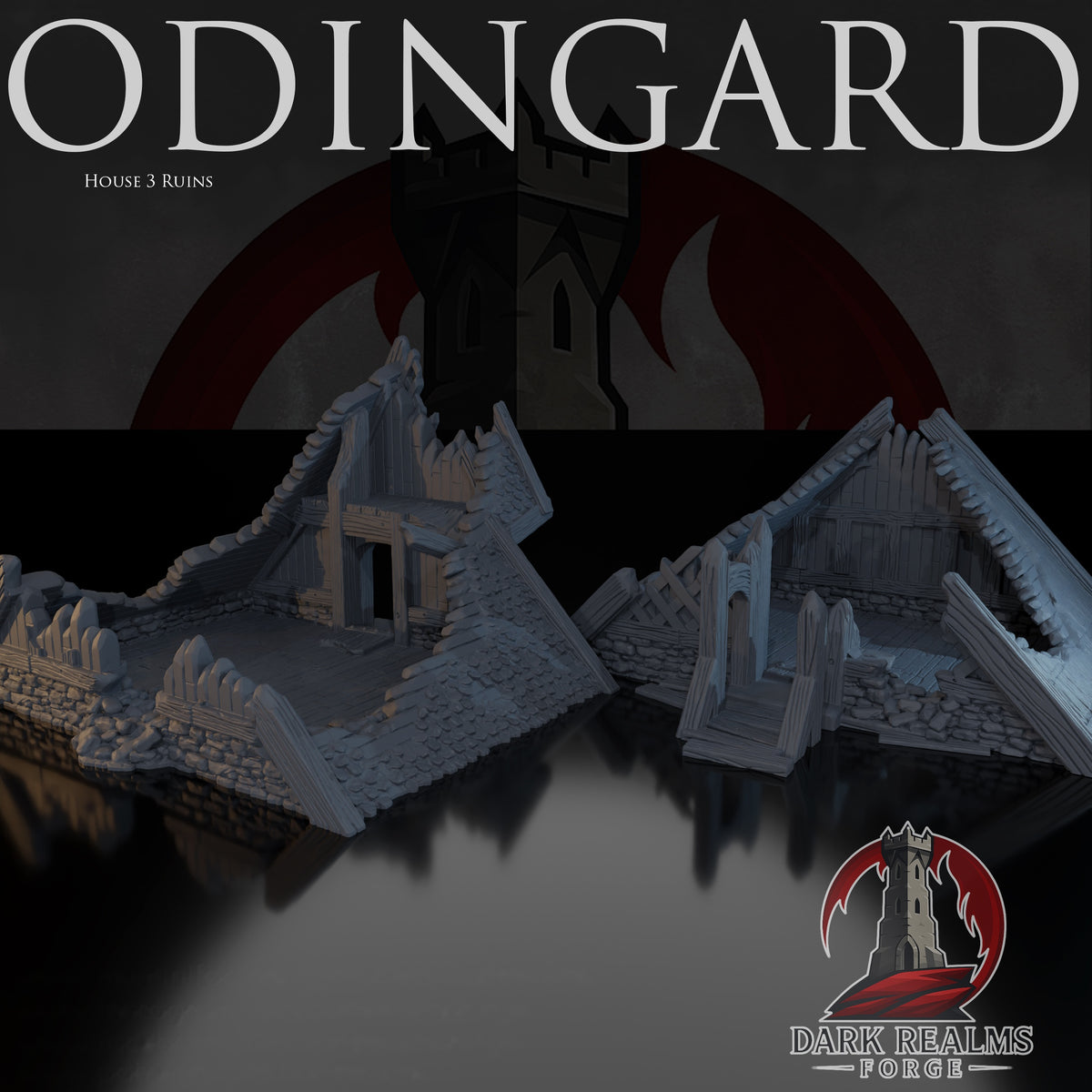 Norse House 3 Ruins – Odingard – Tabletop Terrain – product image 1