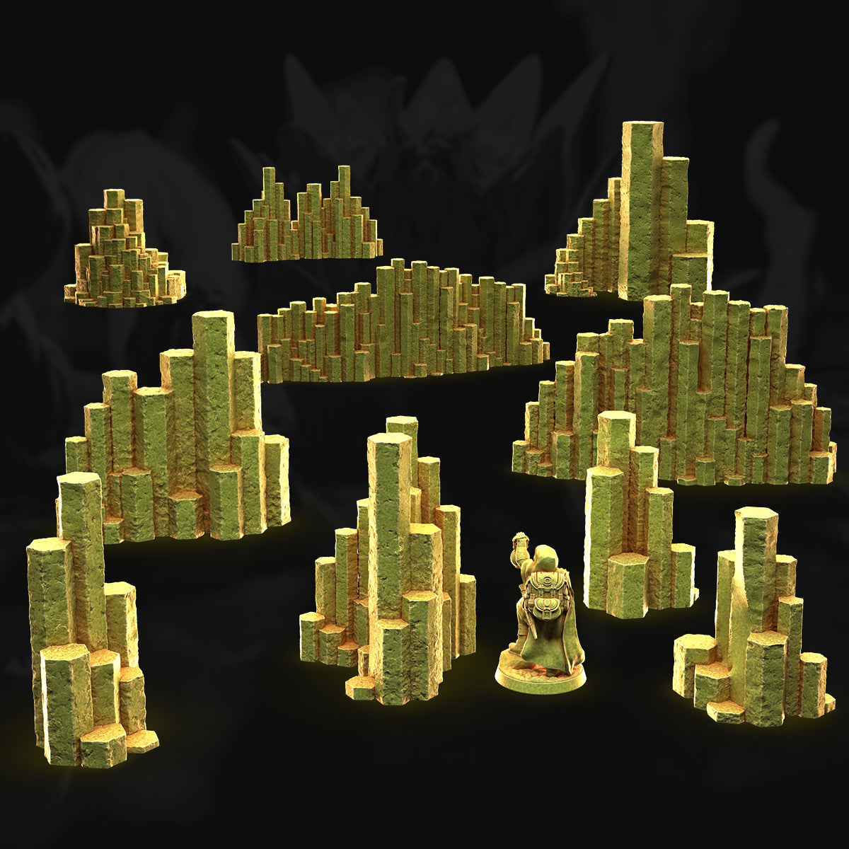 Set – Basalt Rocks | 3DHexes 3D Printed Tabletop Terrain (28-32mm) - image 2