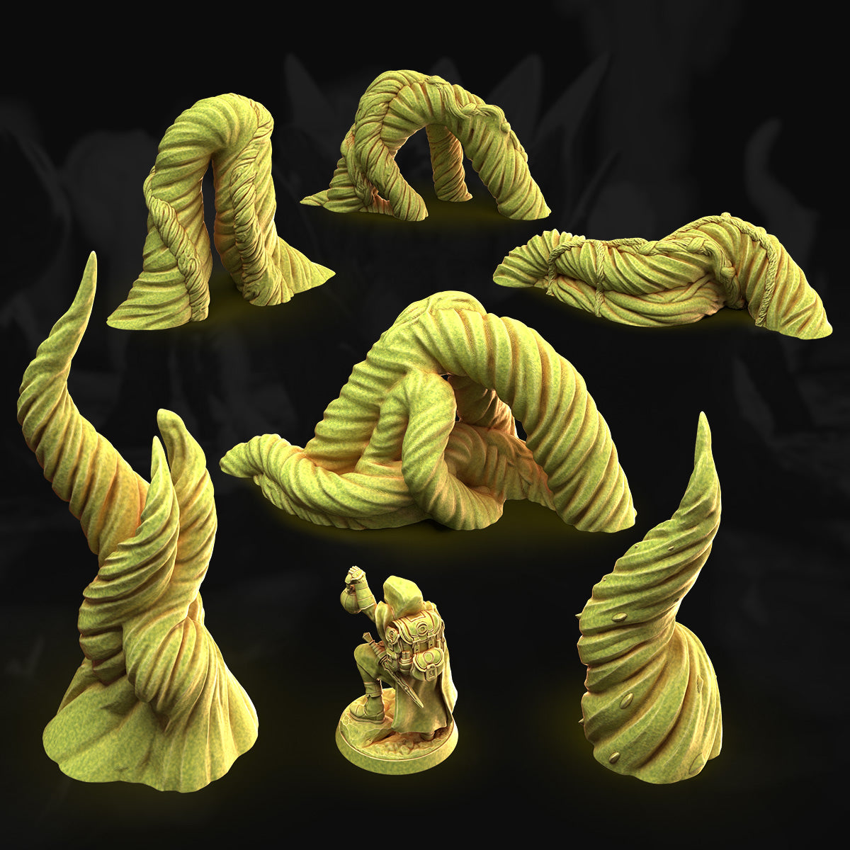 Small Jungle Tendrils – 3DHexes 3D Printed Tabletop Terrain (28-32mm) - image 2