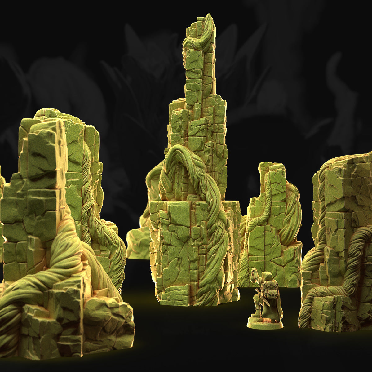Vined Jungle Cliffs – 3DHexes 3D Printed Tabletop Terrain (28-32mm) - image 2