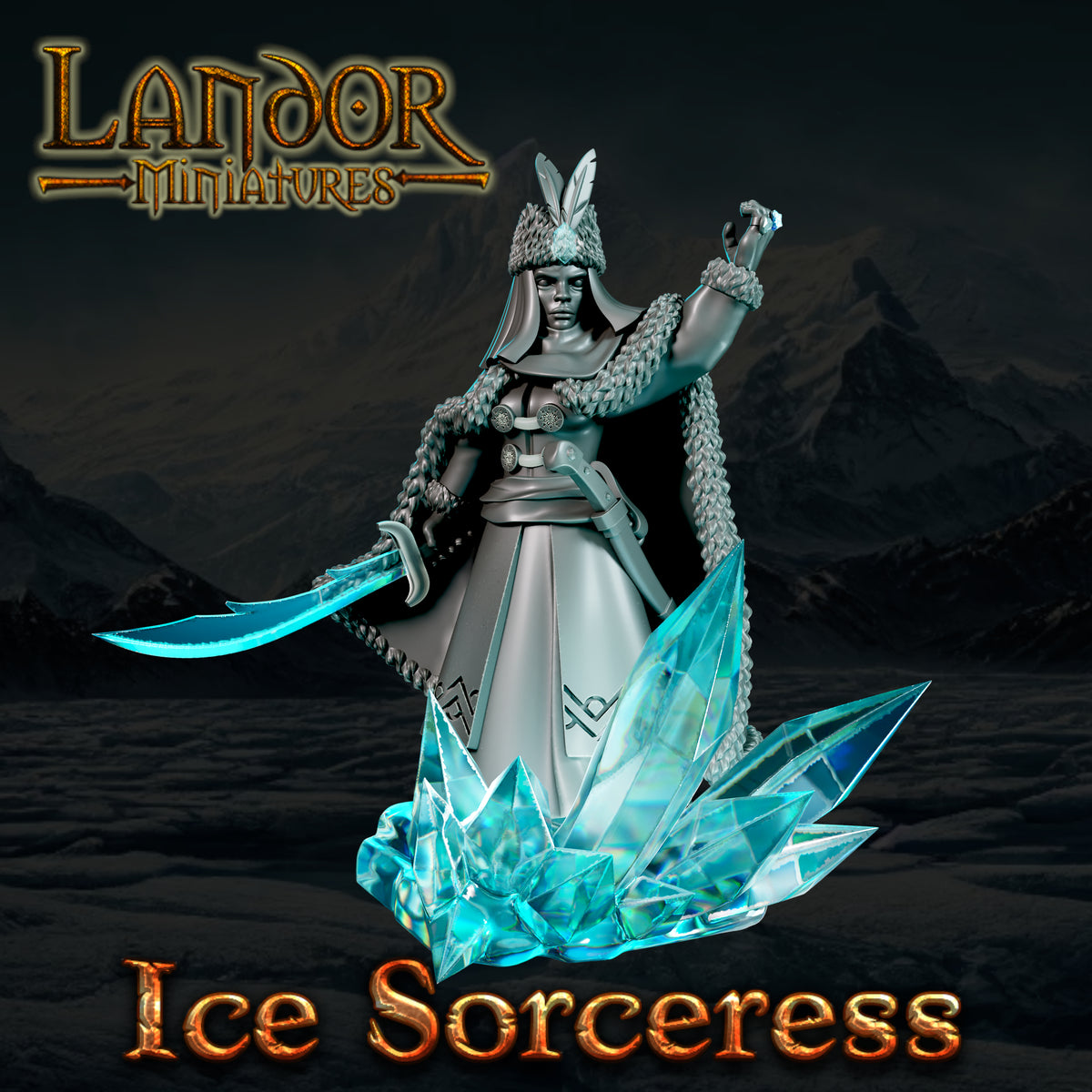 Ice Sorceress – Landor Miniatures 3D Printed Miniature (32mm) - image 1