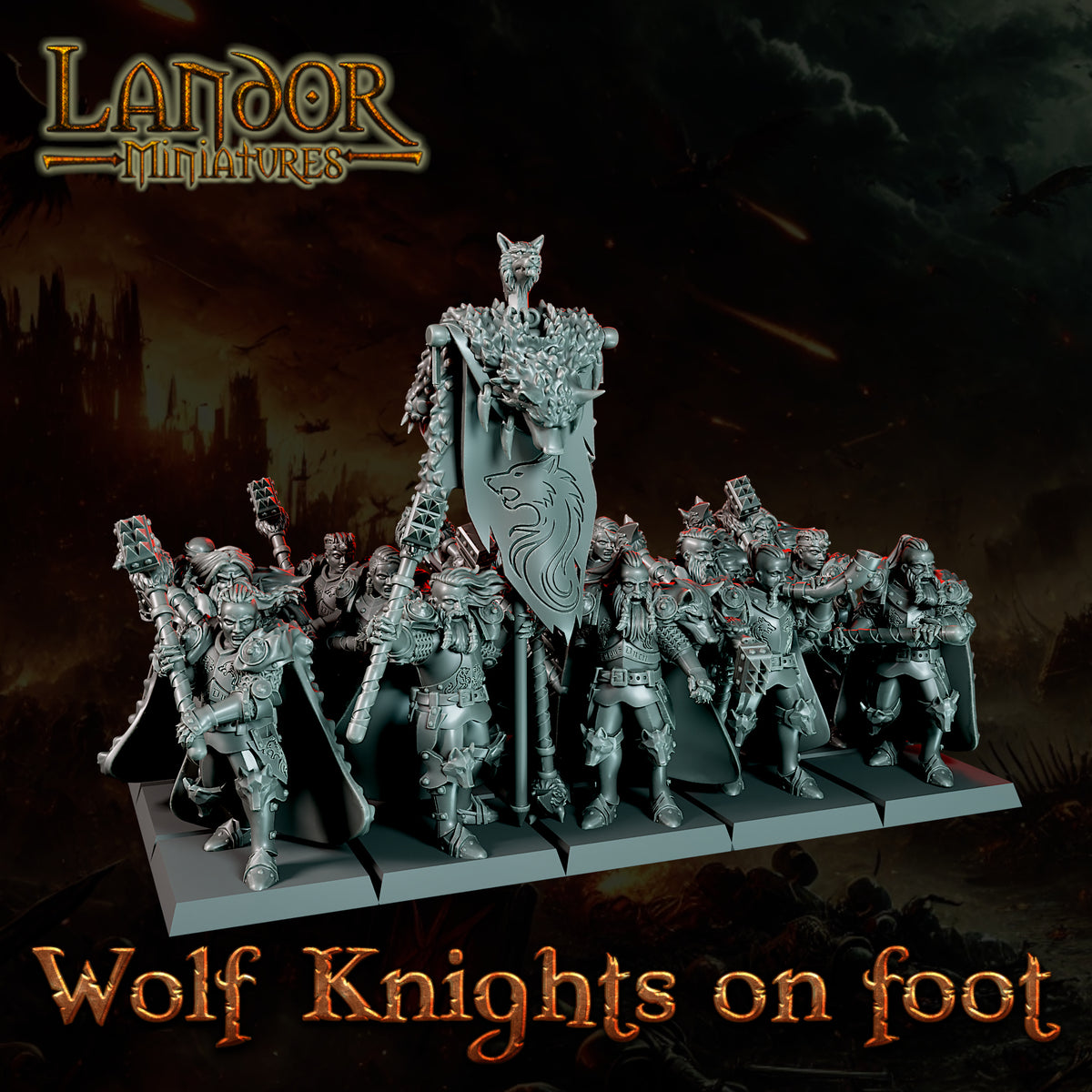 Wolf Knights on foot – Landor Miniatures 3D Printed Miniature (32mm) - image 4