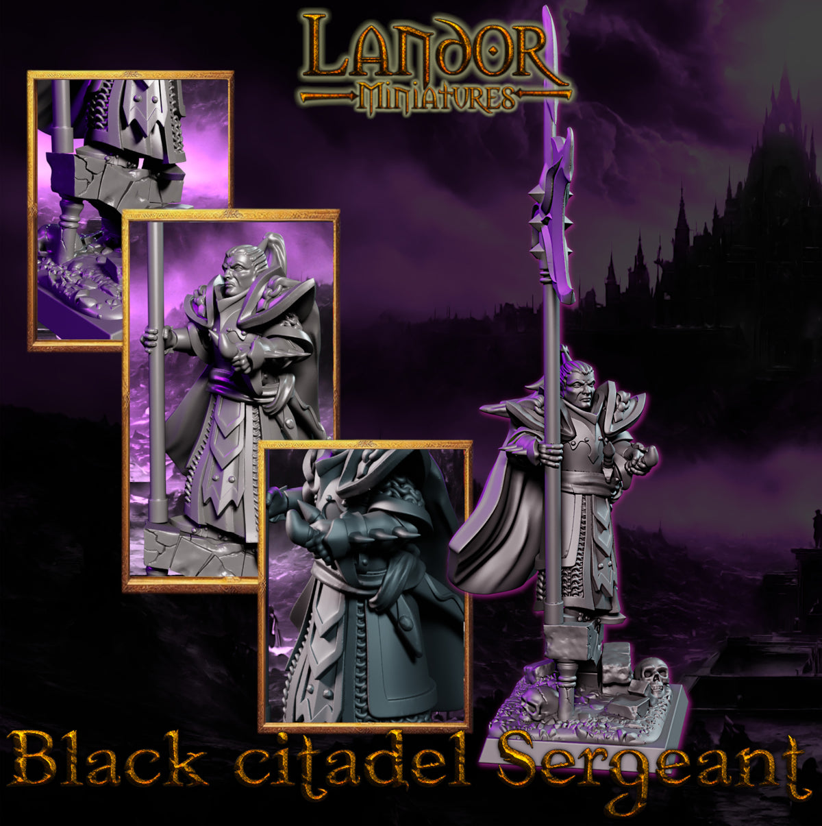 Black Citadel Sergeant – Landor Miniatures 3D Printed Miniature (32mm) - image 2