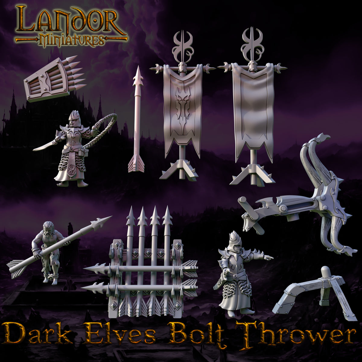 Dark Elves Bolt Thrower – Landor Miniatures 3D Printed Miniature (32mm) - image 3
