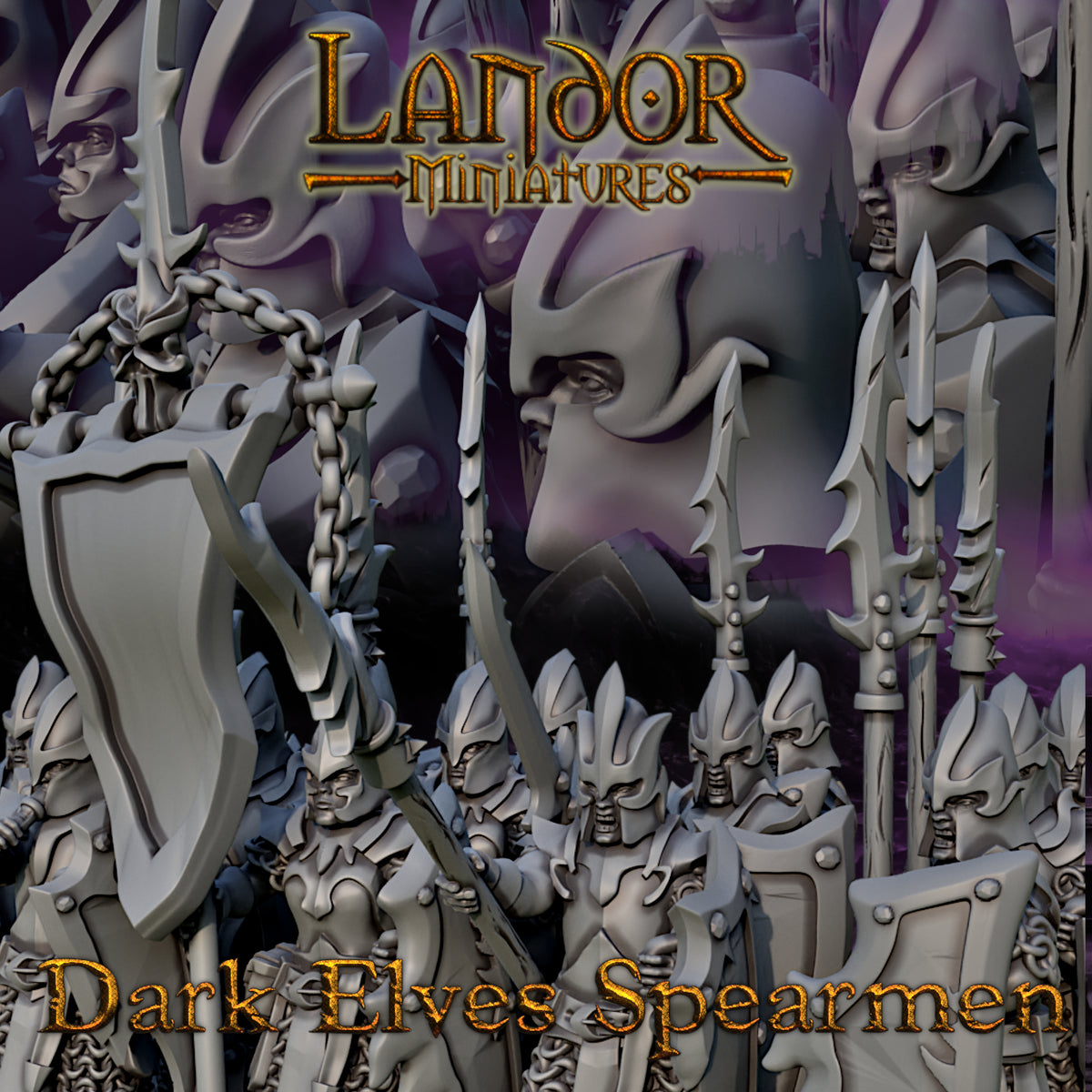 Dark elves Spearmen – Landor Miniatures 3D Printed Miniature (32mm) - image 4