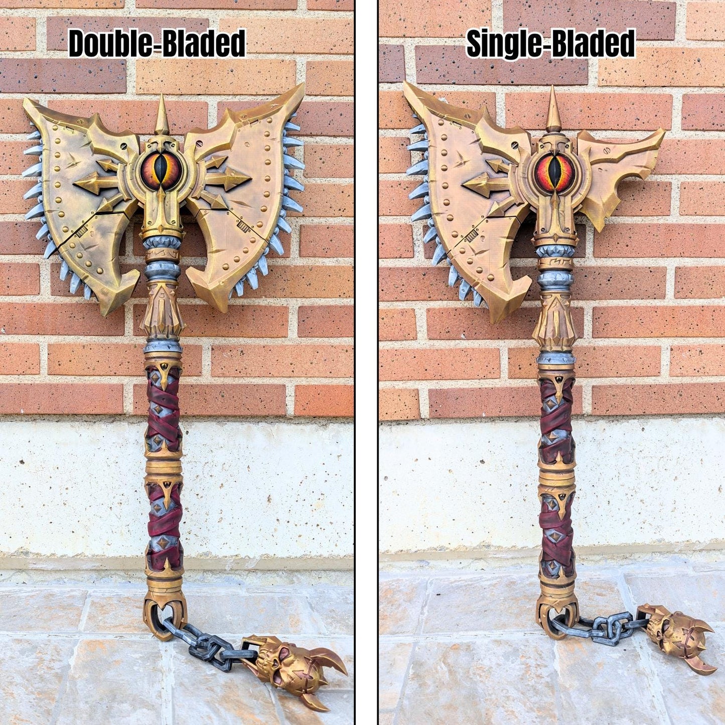 Fantasy Cosplay Axe - Double Or Single Bladed Modular Prop Weapon With Detailed Sculpted Textures