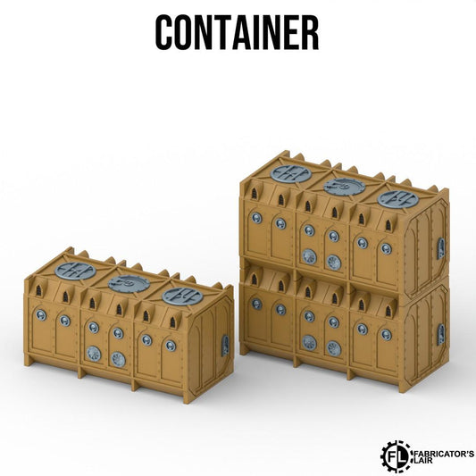 three brown metal containers with various shapes and designs, including circular and rectangular elements.
