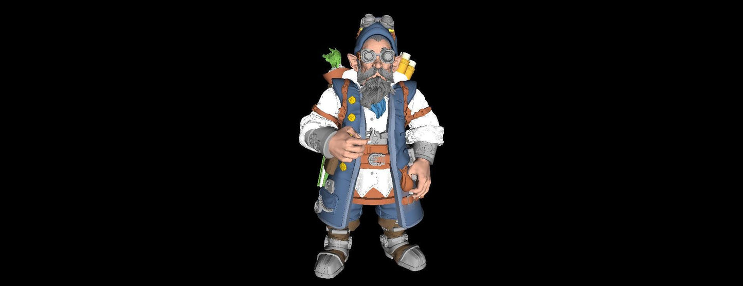 Gnome Alchemist Tinkerer Fantasy D&D 50mm 75mm 100mm 150mm {By 3DArtGuy}