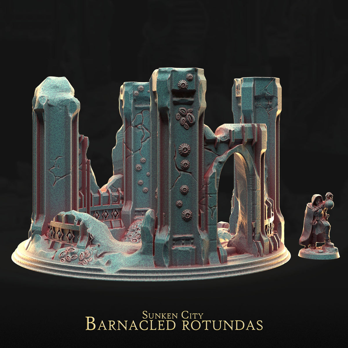 Barnacled Rotundas – Sunken City | 3DHexes 3D Printed Tabletop Terrain (28-32mm) - image 4