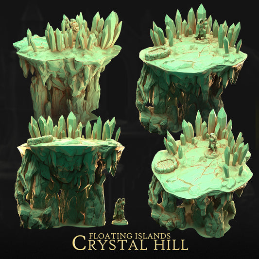 Crystal Hill – Floating Islands | 3DHexes 3D Printed Tabletop Terrain (28-32mm) - image 1