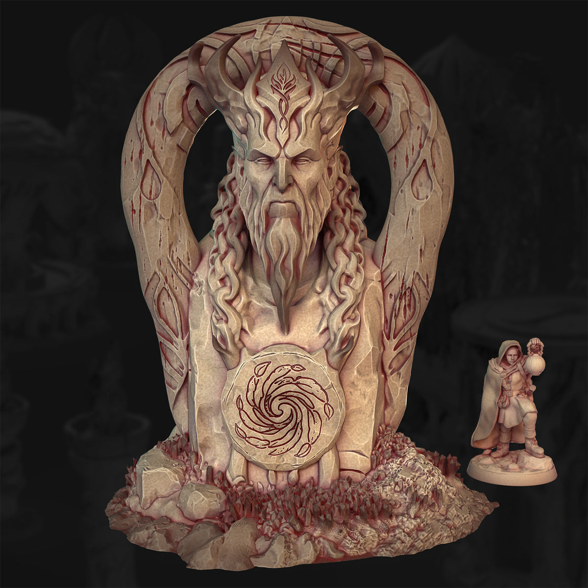 Archdruid’s Memorial Bust – The Veiled Grove | 3DHexes 3D Printed Tabletop Terrain (28-32mm) - image 1
