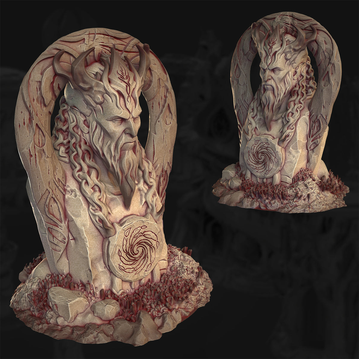 Archdruid’s Memorial Bust – The Veiled Grove | 3DHexes 3D Printed Tabletop Terrain (28-32mm) - image 2
