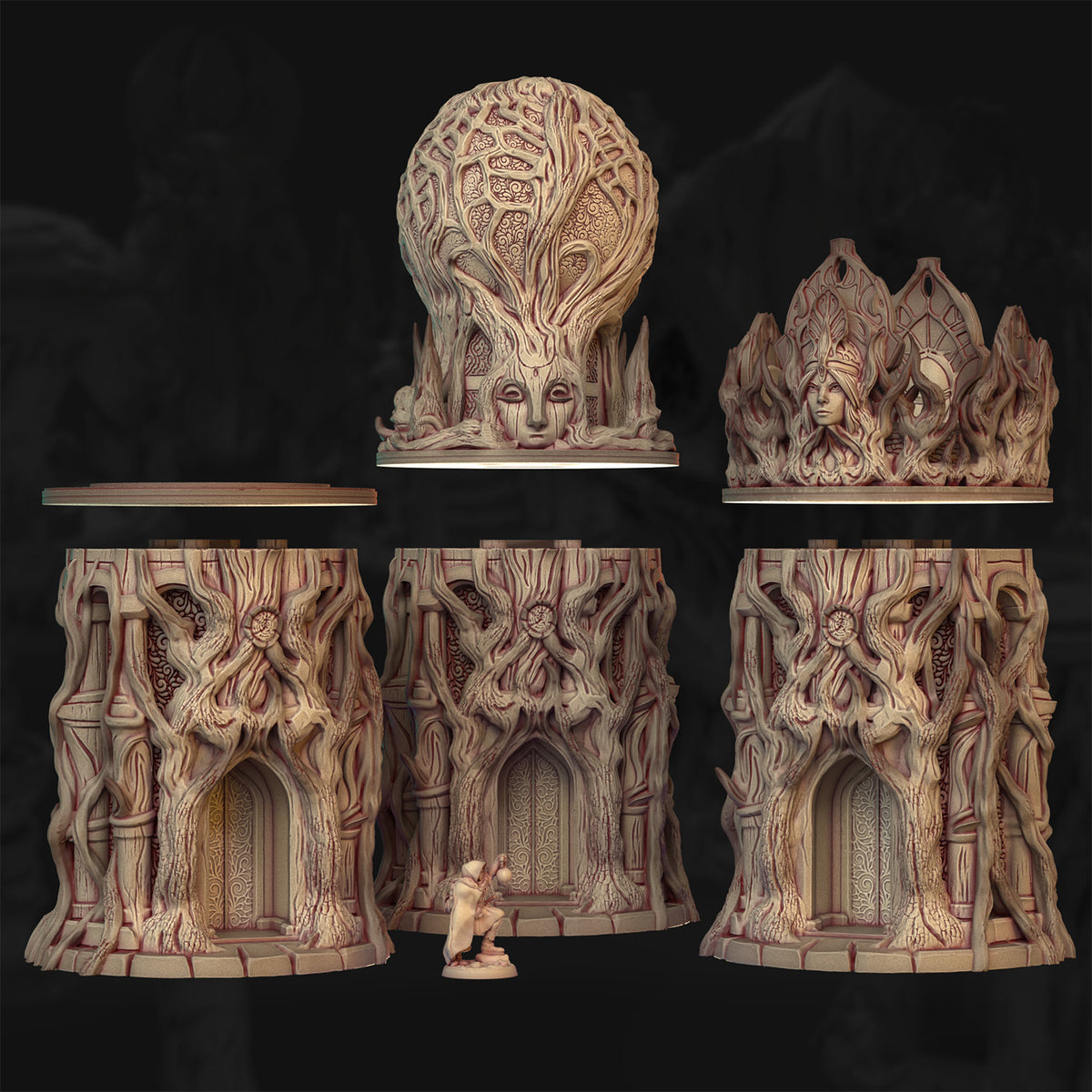 Gnarled Towers – The Veiled Grove | 3DHexes 3D Printed Tabletop Terrain (28-32mm) - image 1