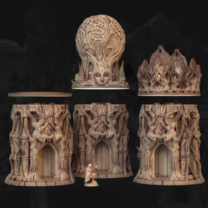 Gnarled Towers – The Veiled Grove | 3DHexes 3D Printed Tabletop Terrain (28-32mm) - image 1