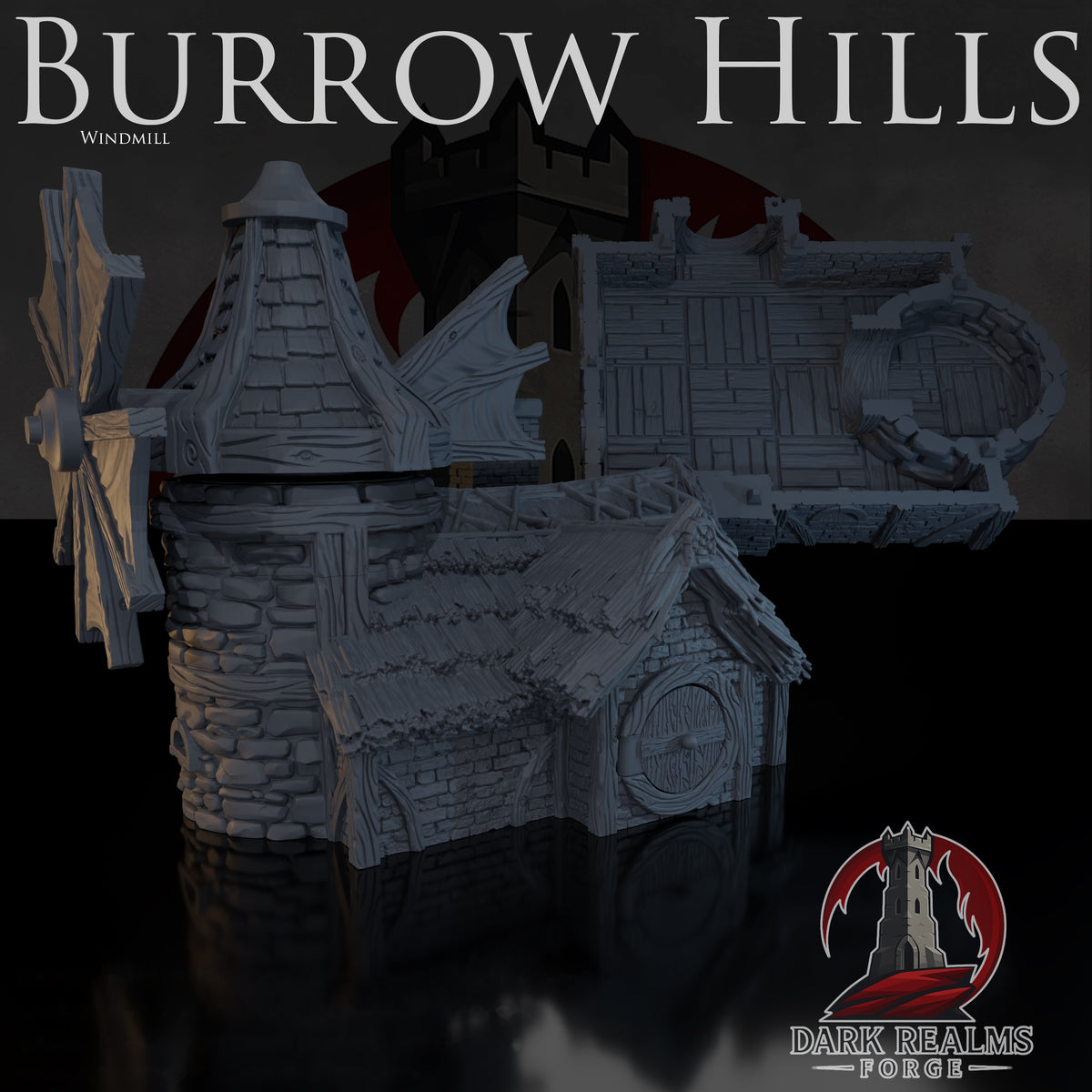 Windmill & Ruins – Burrow Hills – Tabletop Terrain – product image 2