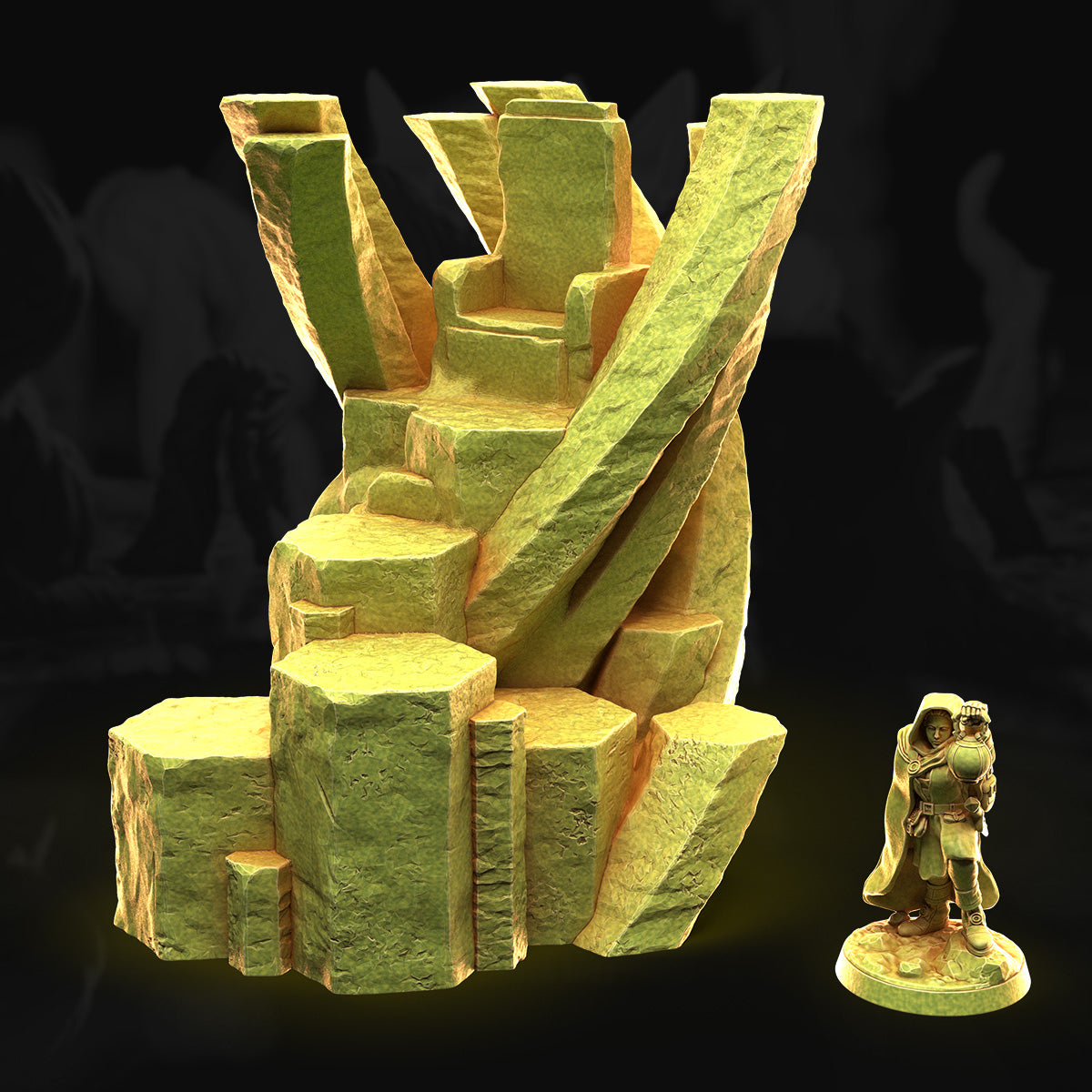 Throne – Basalt Rocks | 3DHexes 3D Printed Tabletop Terrain (28-32mm) - image 1