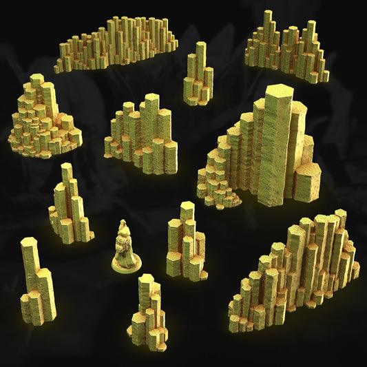 Set – Basalt Rocks | 3DHexes 3D Printed Tabletop Terrain (28-32mm) - image 1