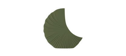 A green, curved object resembling a leaf or blade of grass against a black background.