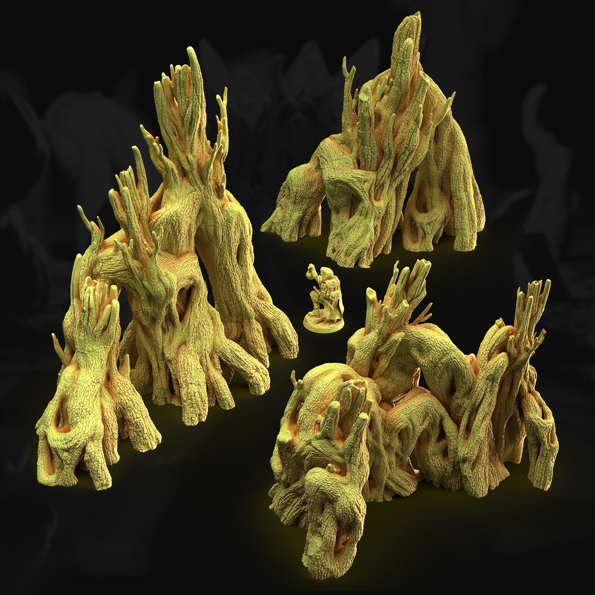 Swamp Tree Walls – 3DHexes 3D Printed Tabletop Terrain (28-32mm) - image 1