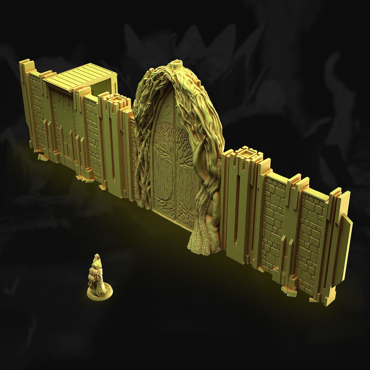 Gate and Walls (modular) – City of Life | 3DHexes 3D Printed Tabletop Terrain (28-32mm) - image 1