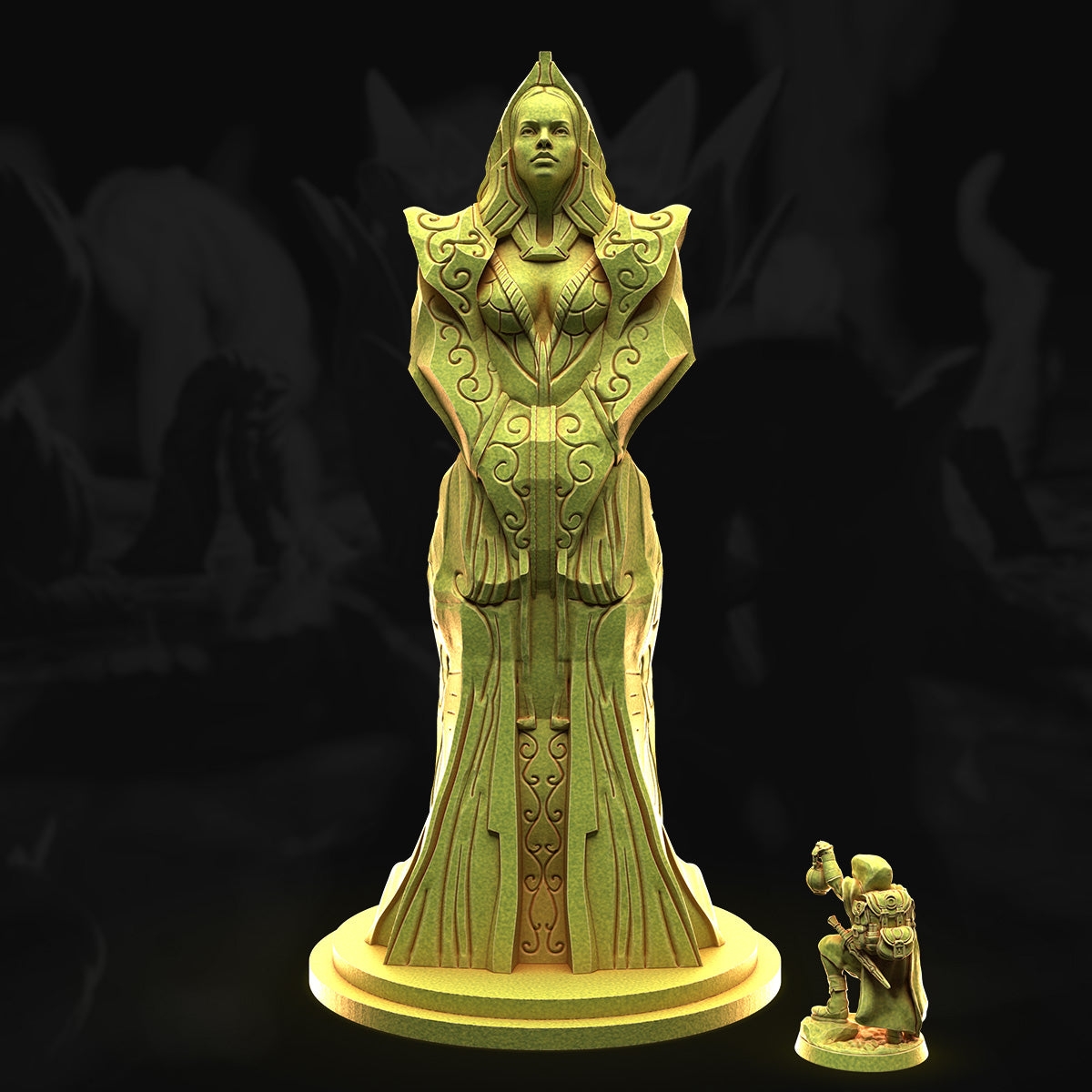 High Priestess Statue – 3DHexes 3D Printed Tabletop Terrain (28-32mm) - image 1