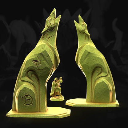 Wolf Statues – 3DHexes 3D Printed Tabletop Terrain (28-32mm) - image 2