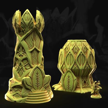 Leaf Watchtowers – 3DHexes 3D Printed Tabletop Terrain (28-32mm) - image 1