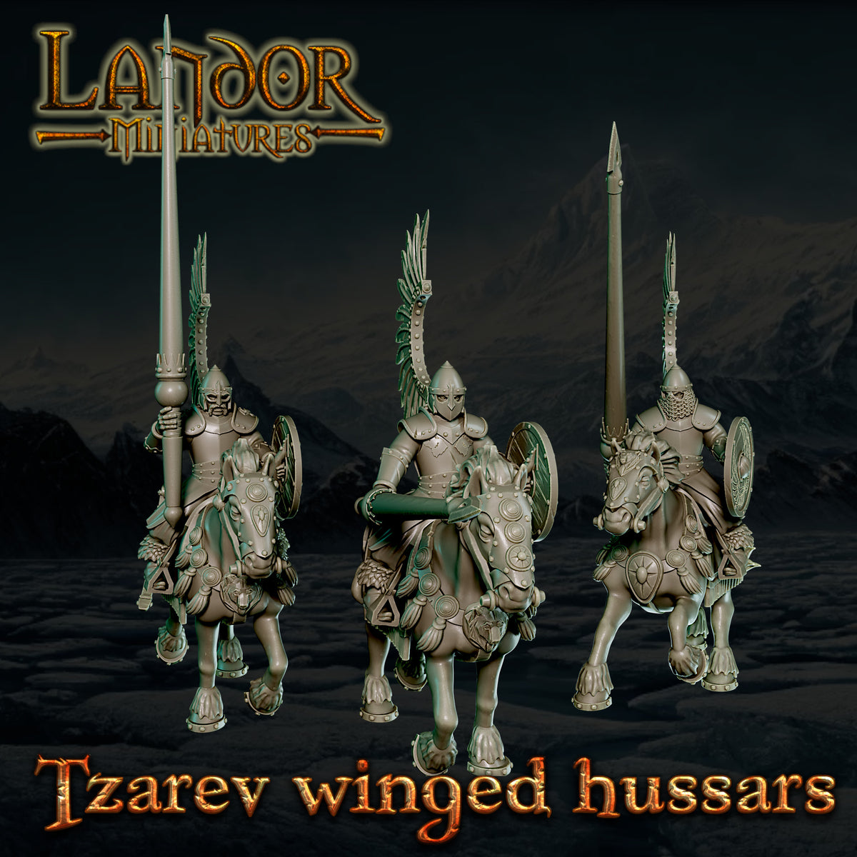 Tzarev winged hussars – Landor Miniatures 3D Printed Miniature (32mm) - image 1