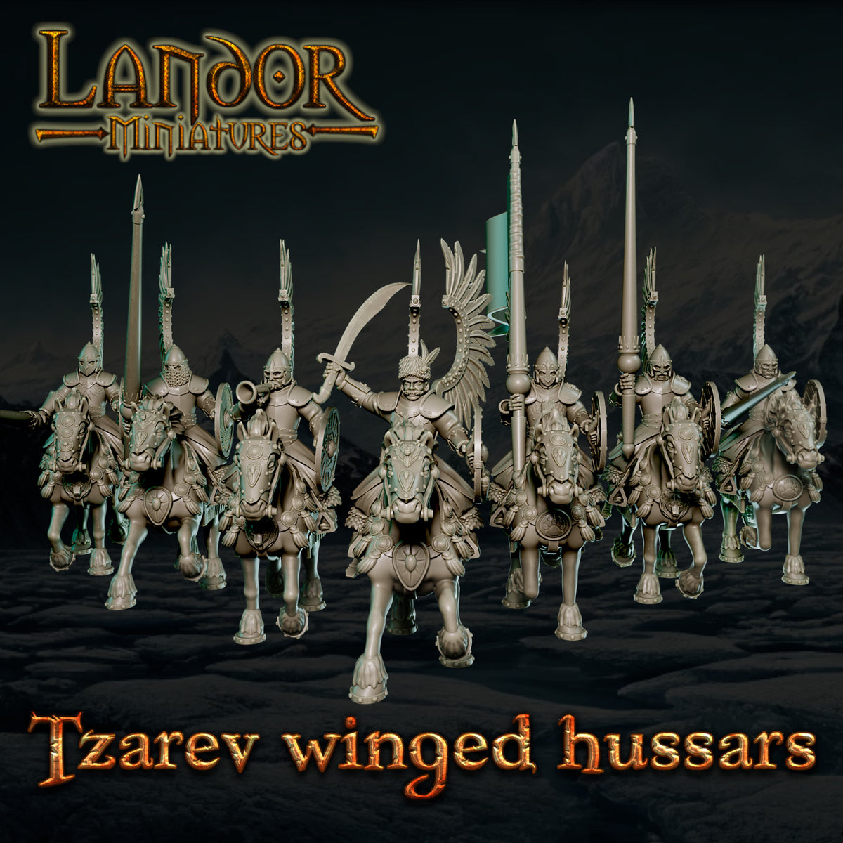 Tzarev winged hussars – Landor Miniatures 3D Printed Miniature (32mm) - image 4