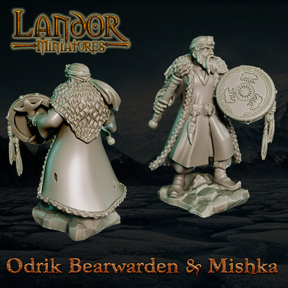 Odrik Bearwarden & Mishka – Landor Miniatures 3D Printed Miniature (32mm) - image 1