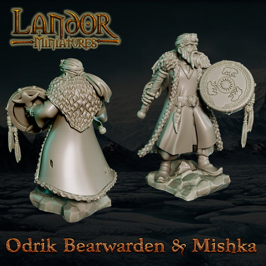 Odrik Bearwarden & Mishka – Landor Miniatures 3D Printed Miniature (32mm) - image 1