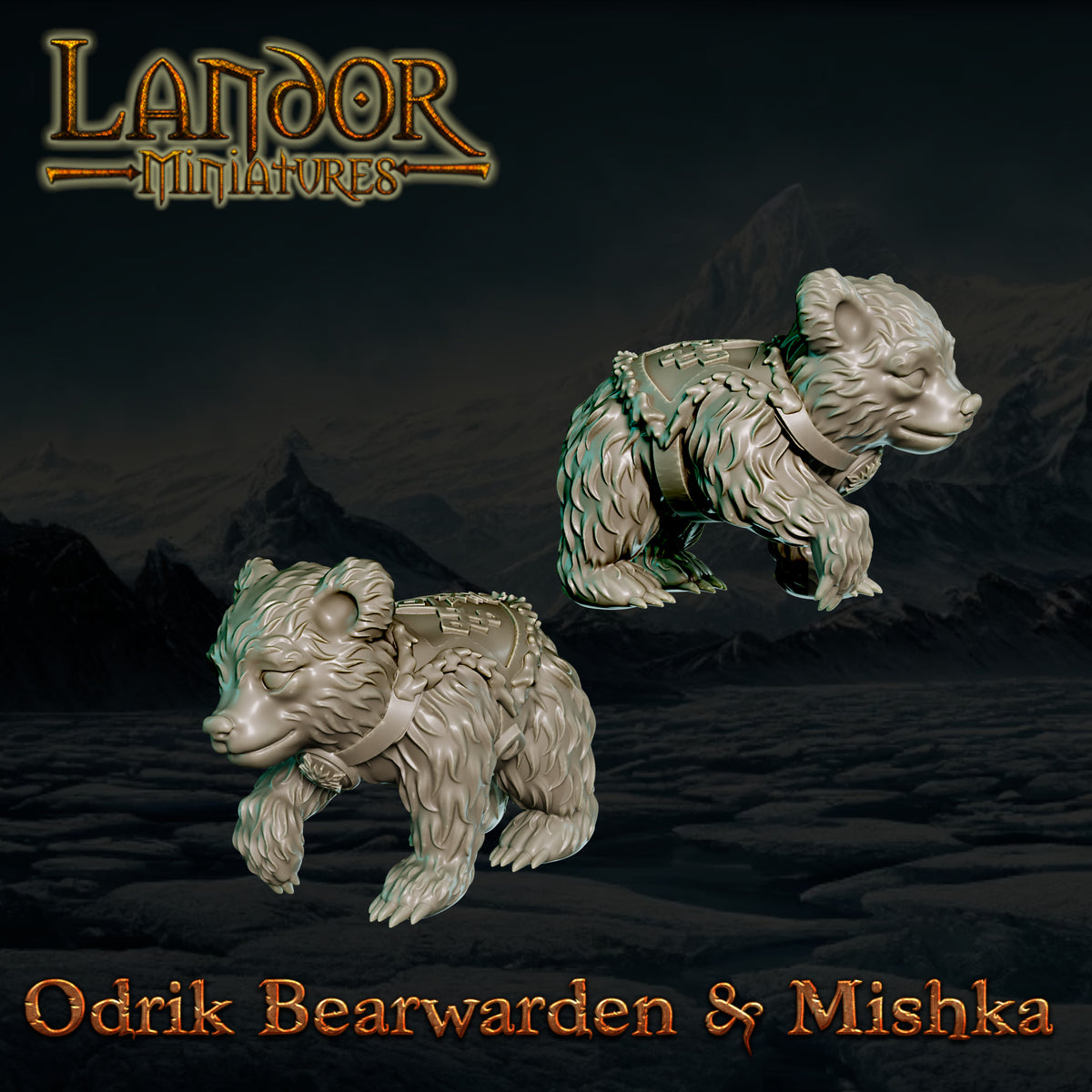 Odrik Bearwarden & Mishka – Landor Miniatures 3D Printed Miniature (32mm) - image 3