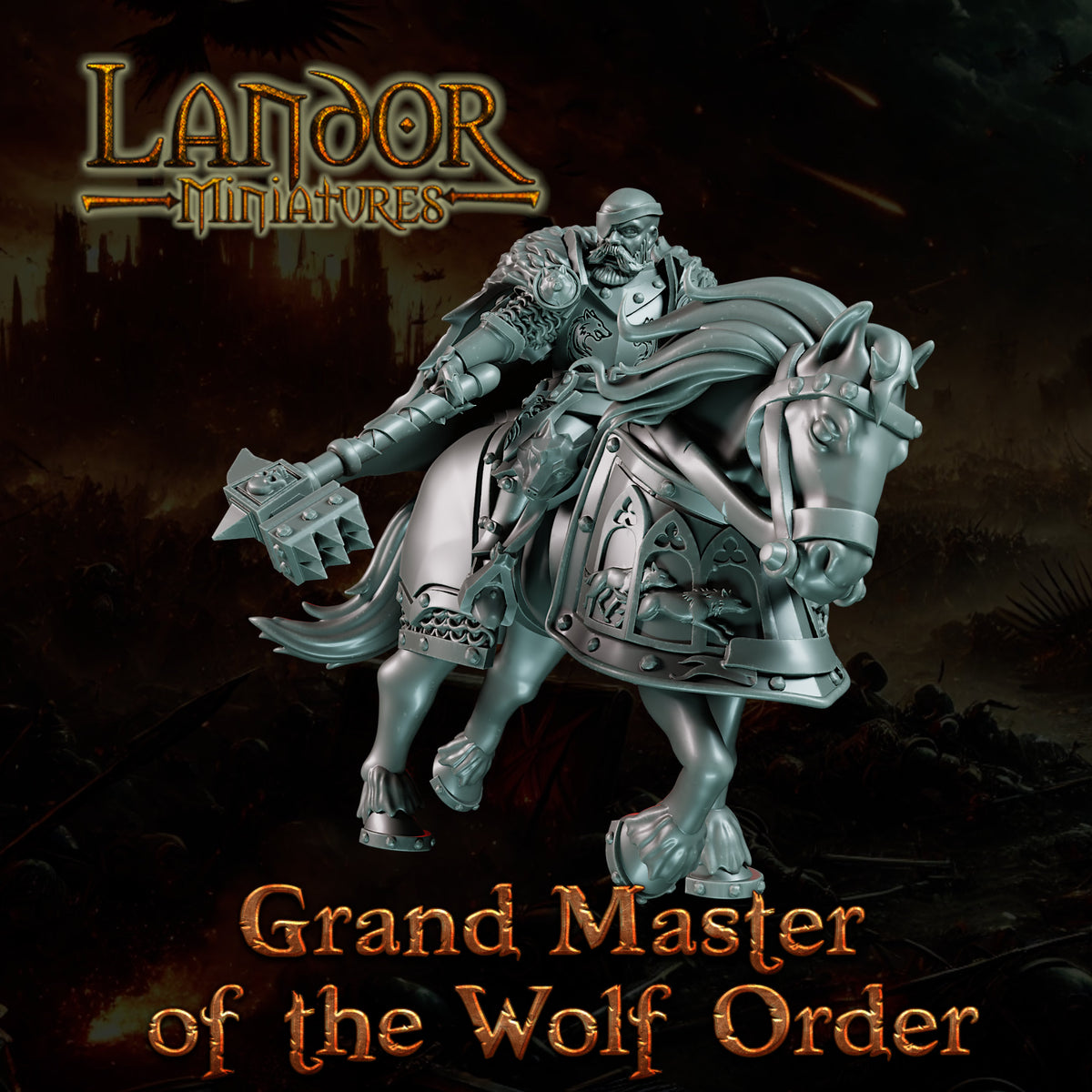 Grand Master of the Wolf Order – Landor Miniatures 3D Printed Miniature (32mm) - image 2