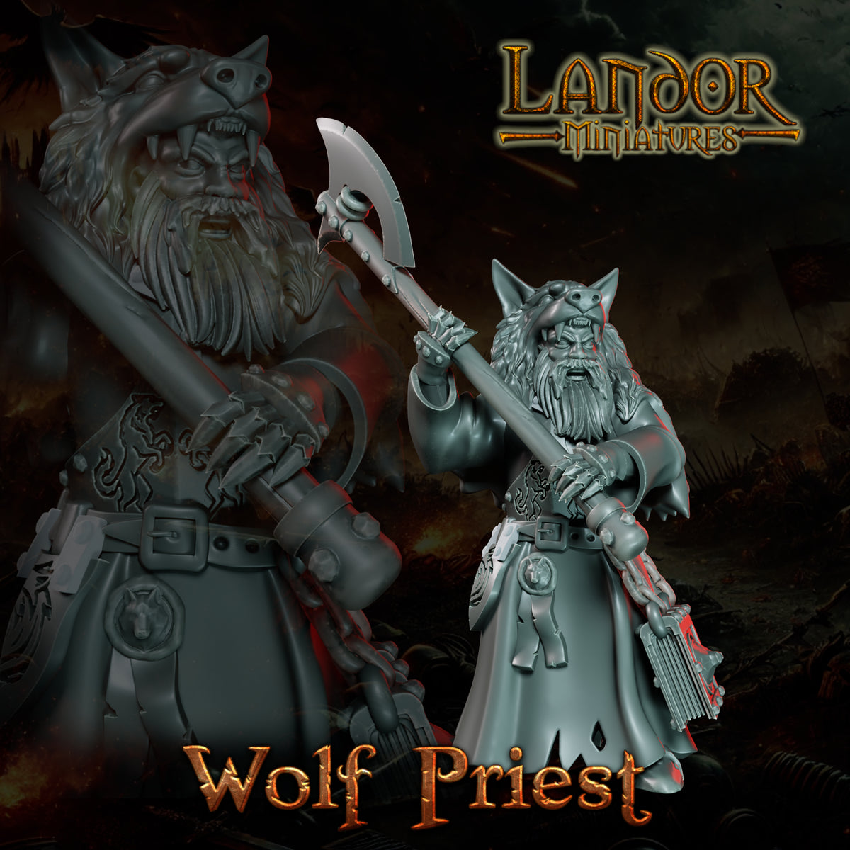 Wolf Priest – Landor Miniatures 3D Printed Miniature (32mm) - image 1