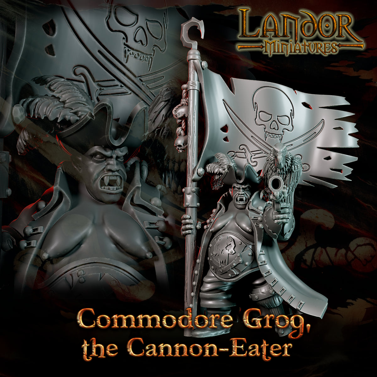 Commodore Grog, the Cannon-Eater – Landor Miniatures 3D Printed Miniature (32mm) - image 1
