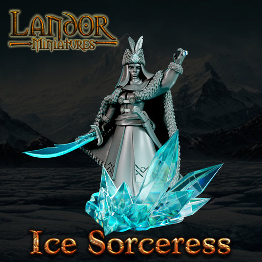 Ice Sorceress – Landor Miniatures 3D Printed Miniature (32mm) - image 1