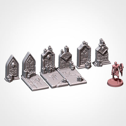 Gothic Graveyard Terrain for Wargaming, DnD, AoS, and LOTR – 3D Printed Cemetery Scenery {By TxarliFactory}