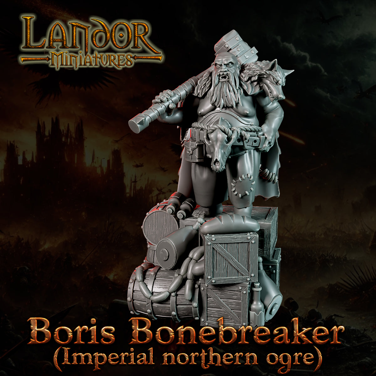 Boris Bonebraker (Imperial Northern Ogre) – Landor Miniatures 3D Printed Miniature (32mm) - image 5
