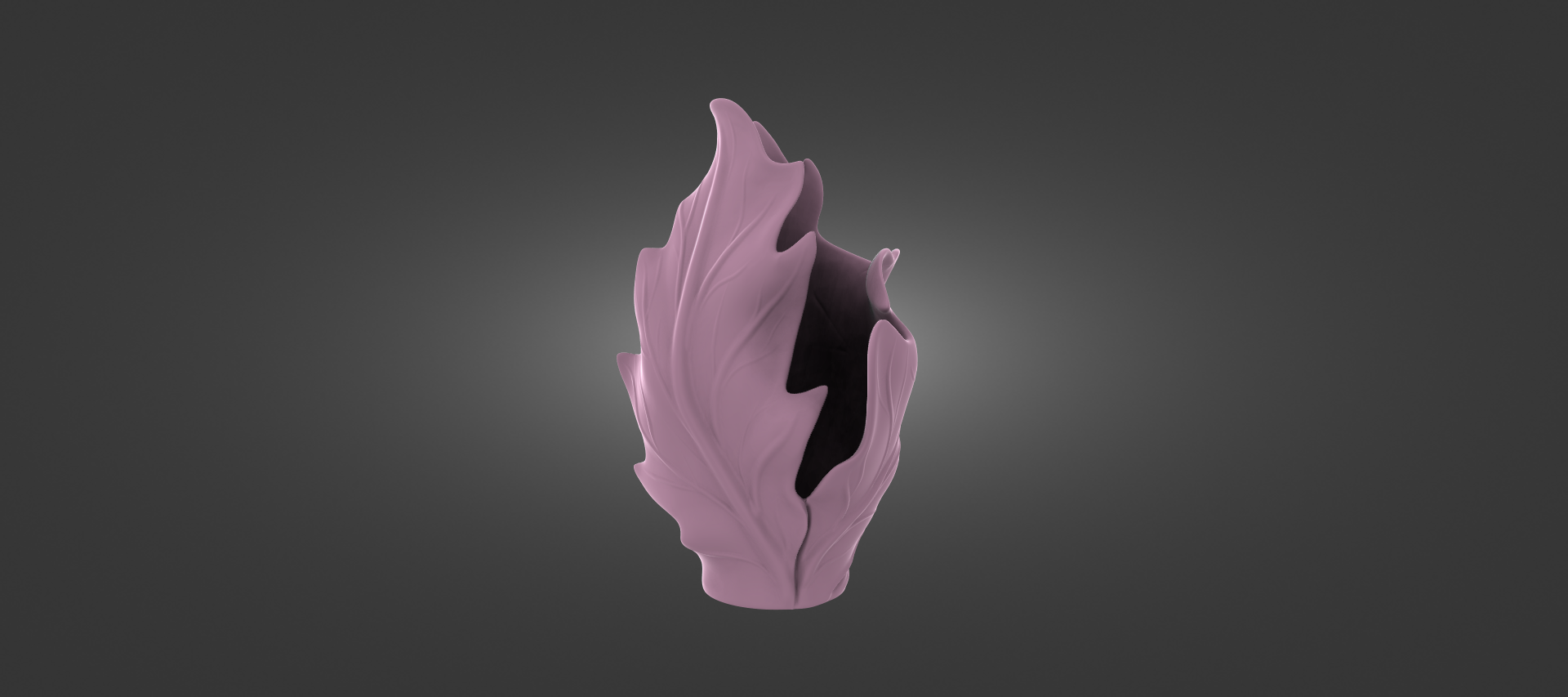 A 3D rendering of a pink, abstract flower-like object against a dark background.
