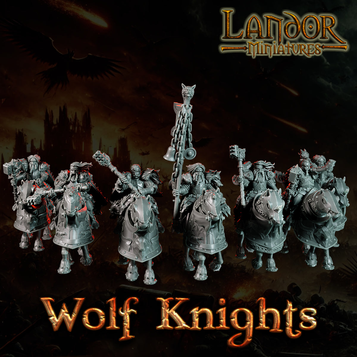 Wolf Knights – Landor Miniatures 3D Printed Miniature (32mm) - image 1