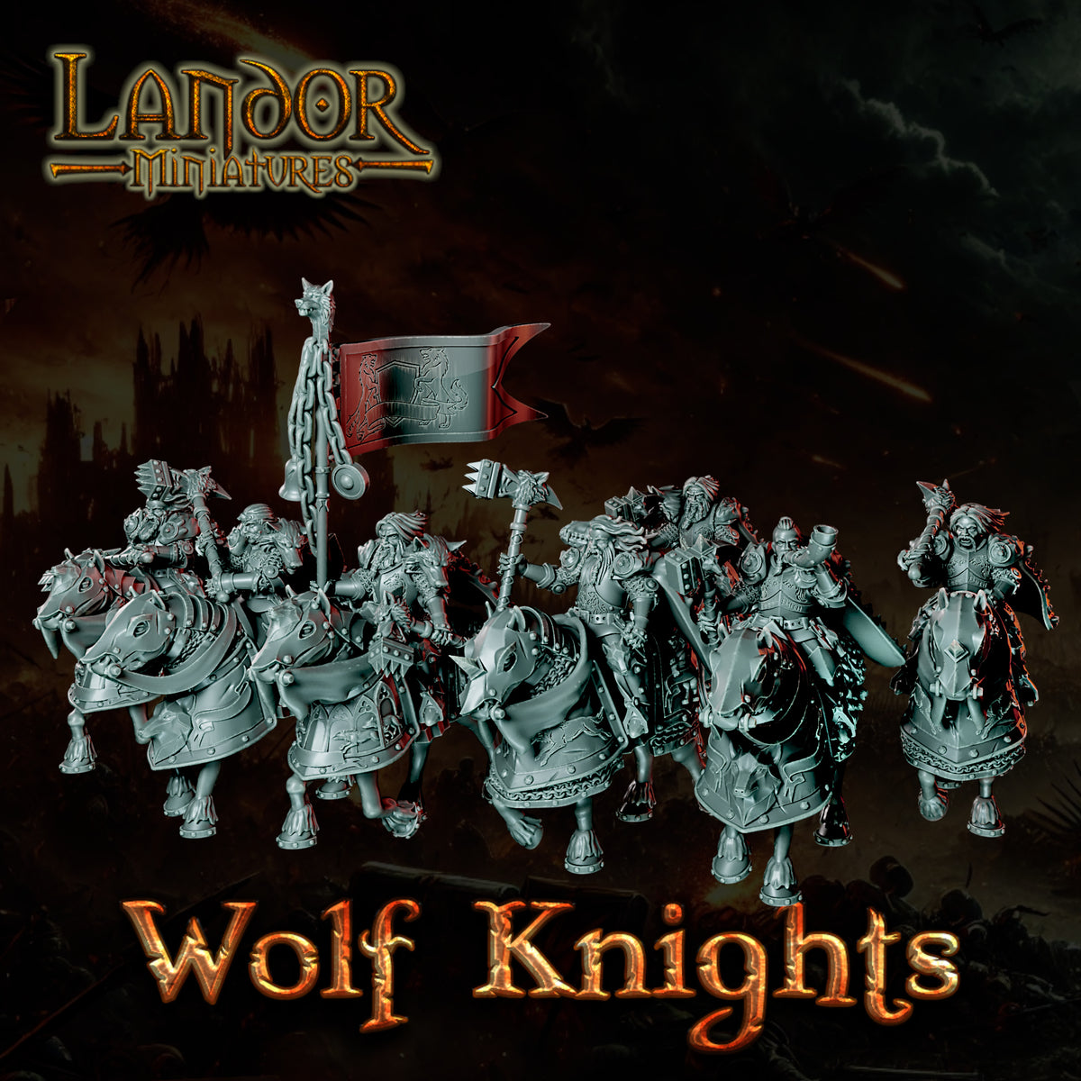 Wolf Knights – Landor Miniatures 3D Printed Miniature (32mm) - image 3
