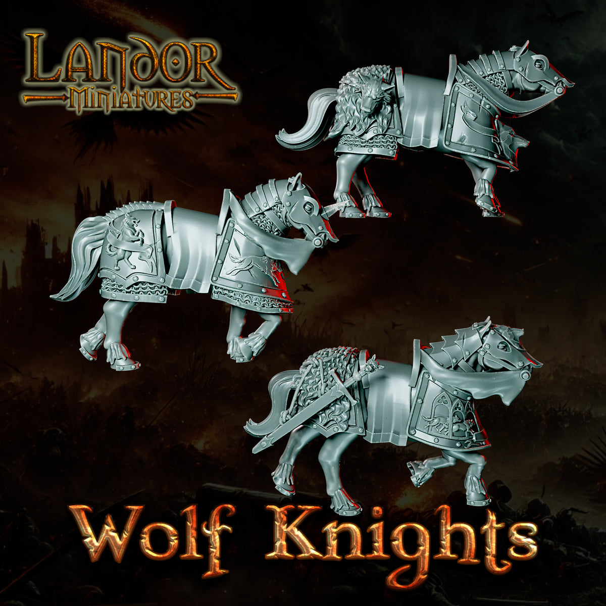 Wolf Knights – Landor Miniatures 3D Printed Miniature (32mm) - image 4