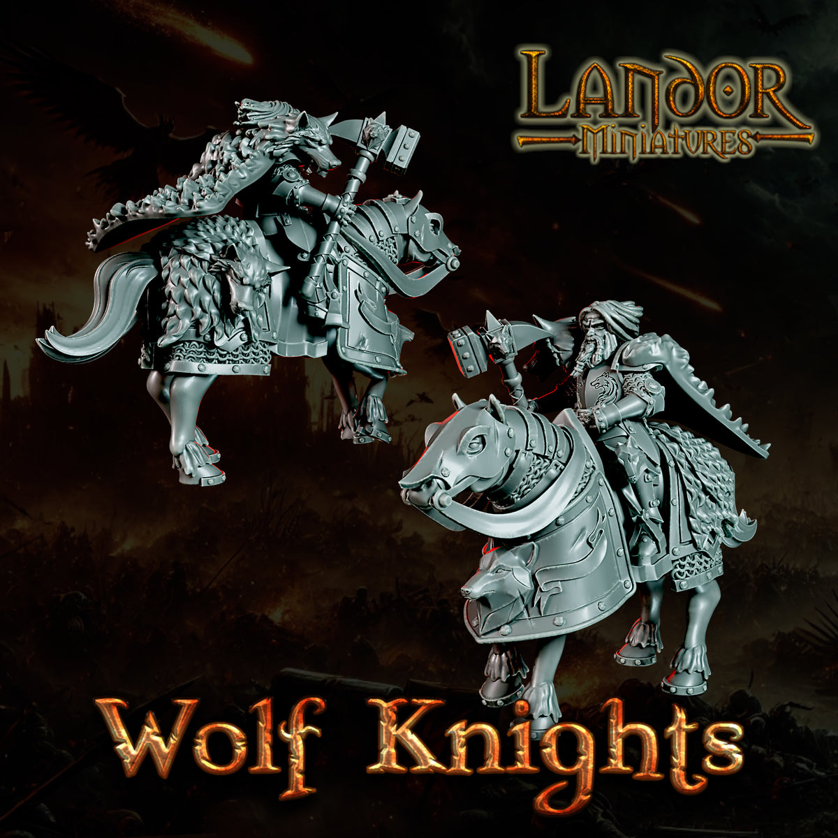 Wolf Knights – Landor Miniatures 3D Printed Miniature (32mm) - image 5