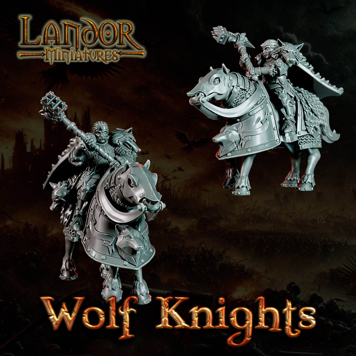 Wolf Knights – Landor Miniatures 3D Printed Miniature (32mm) - image 8