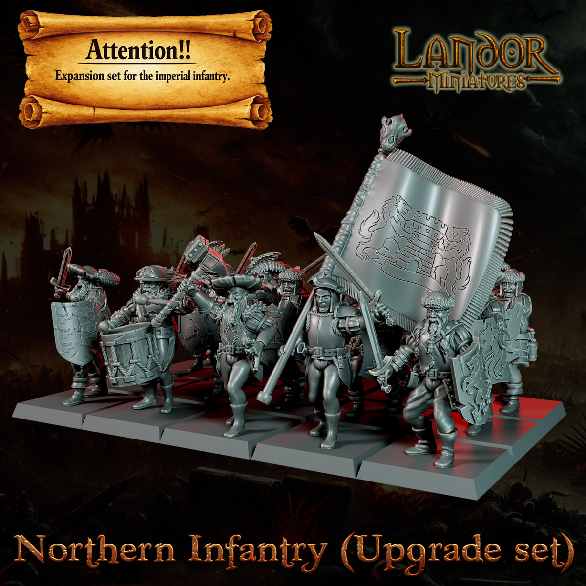 Northern Infantry (Upgrade set) – Landor Miniatures 3D Printed Miniature (32mm) - image 3