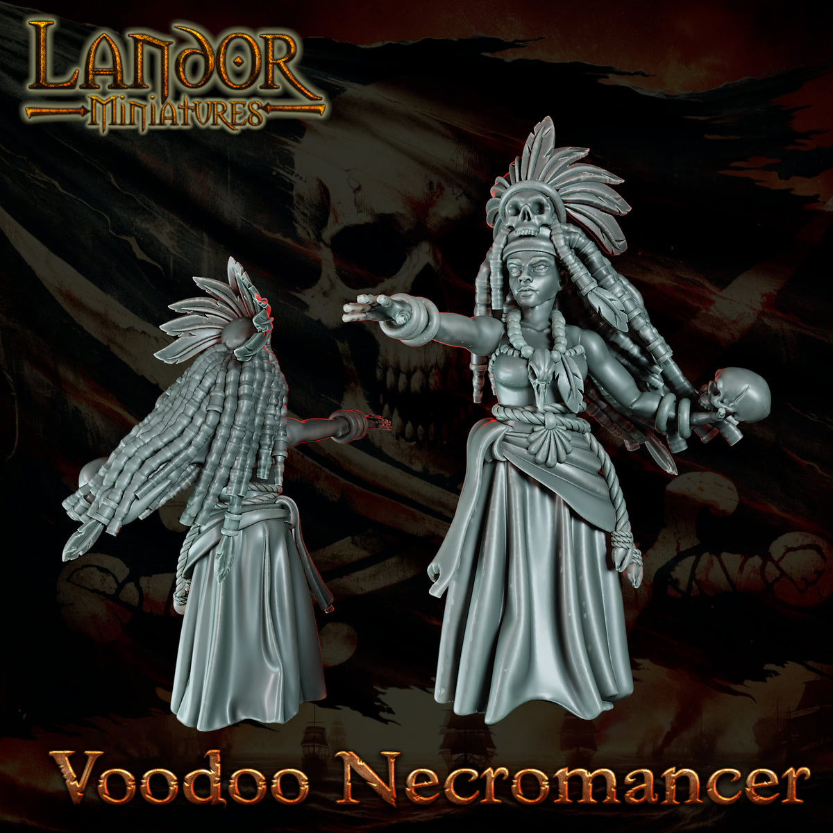 Vodoo Necromancer – Landor Miniatures 3D Printed Miniature (32mm) - image 2