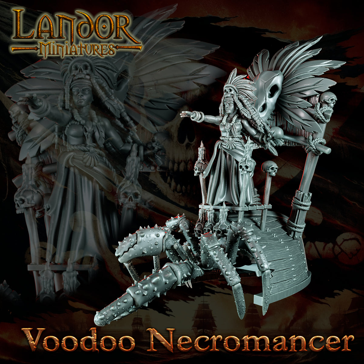 Vodoo Necromancer – Landor Miniatures 3D Printed Miniature (32mm) - image 4